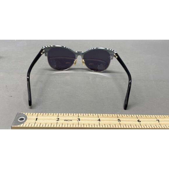 Lulu Guinness Designer Black Black White Cat Eye Sunglasses With Case